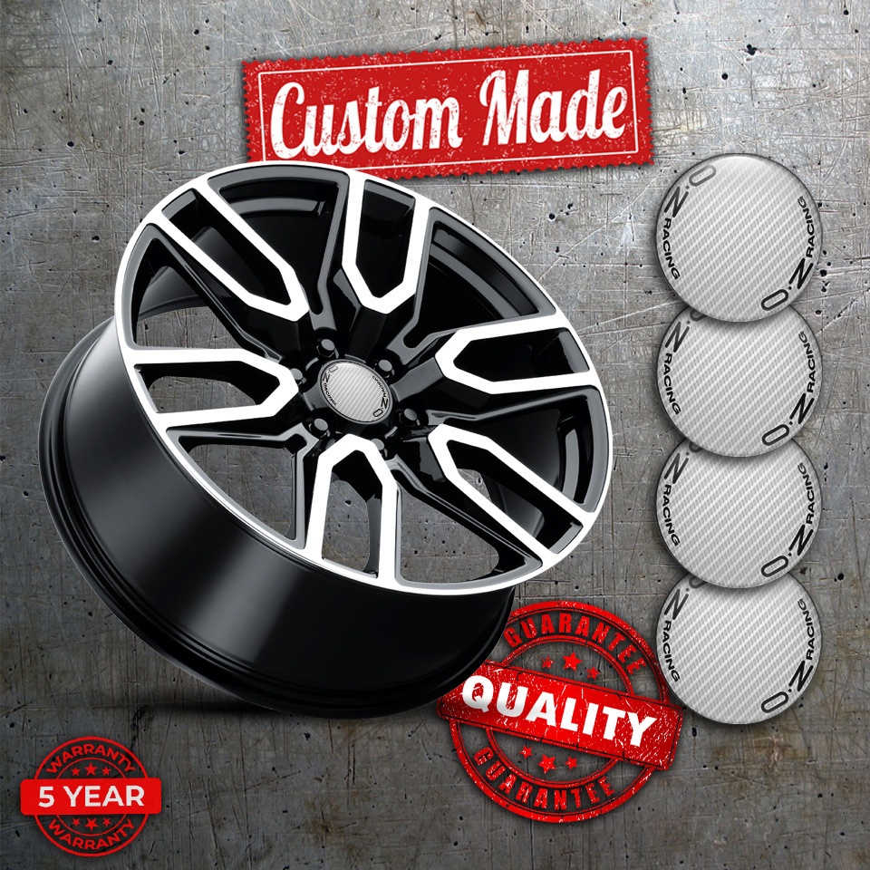 OZ Wheel Stickers for Center Caps White Carbon Black Circle Logo Design ...