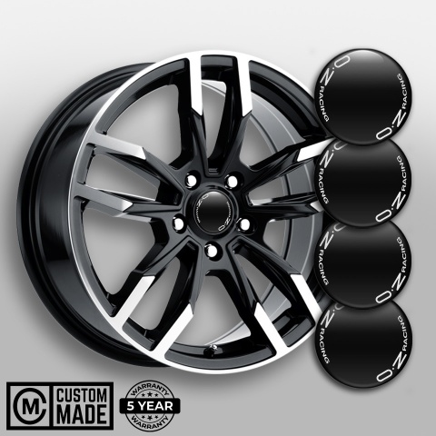 OZ Center Caps Wheel Emblem Black Base White Circular Logo Edition