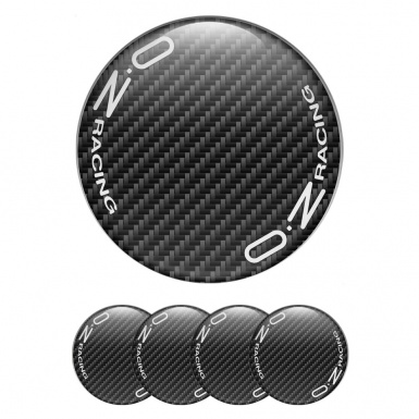 OZ Domed Stickers for Wheel Center Caps Black Carbon White Circular Logo