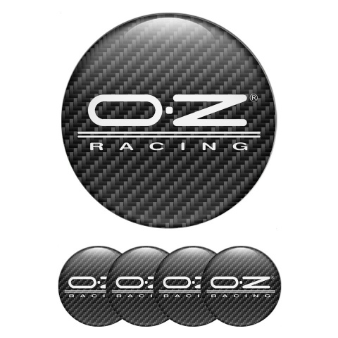 OZ Stickers for Center Wheel Caps Black Carbon White Classic Logo