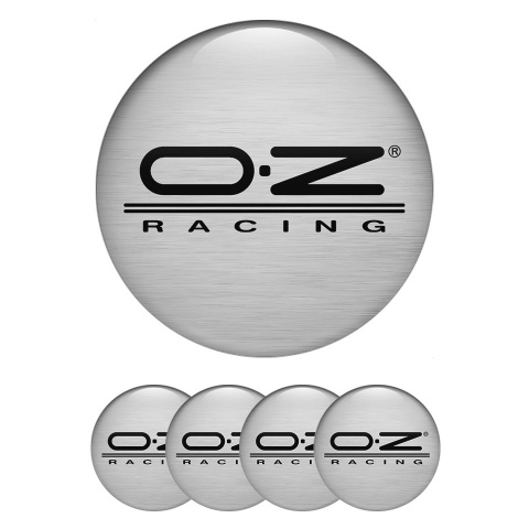 OZ Wheel Emblem for Center Caps Brushed Steel Black Classic Logo