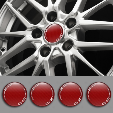 OZ Emblem for Wheel Center Caps Red Carbon Black Circular Logo
