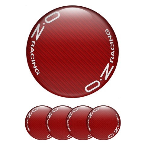 OZ Emblem for Wheel Center Caps Red Carbon Black Circular Logo