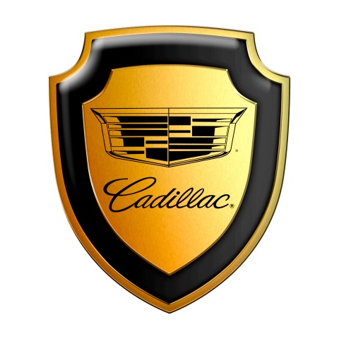 Cadillac Silicone Sticker Gold Metal Effect Black Logo