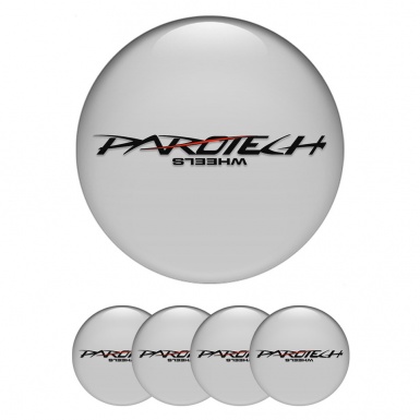 Parotech Wheel Stickers for Center Caps Grey Base Black Logo Red Line