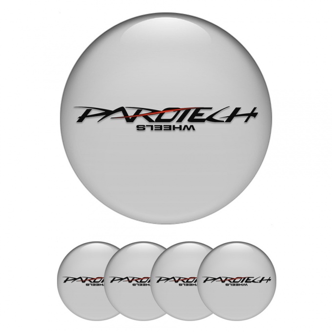 Parotech Wheel Stickers for Center Caps Grey Base Black Logo Red Line