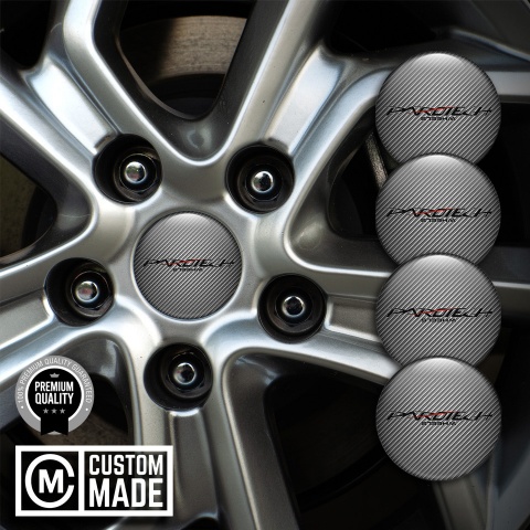 Parotech Emblems for Center Wheel Caps Light Carbon Black Logo Red Line