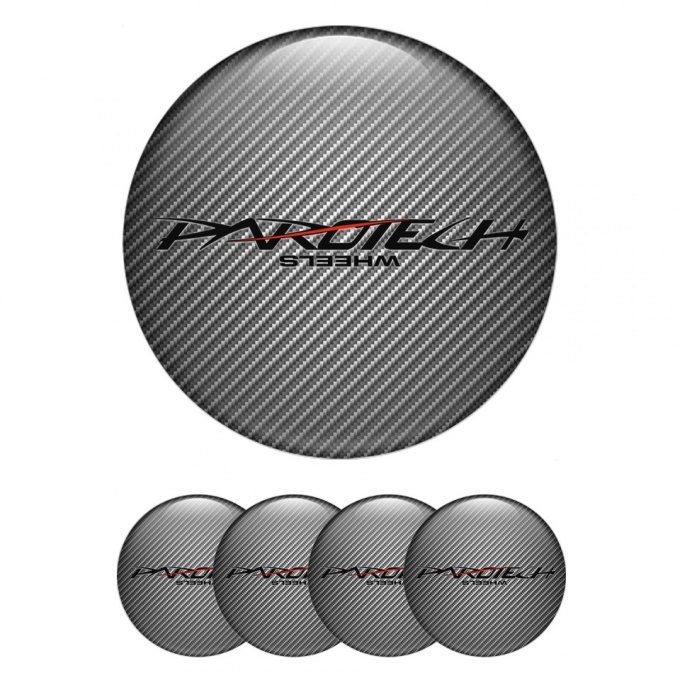 Parotech Emblems for Center Wheel Caps Light Carbon Black Logo Red Line
