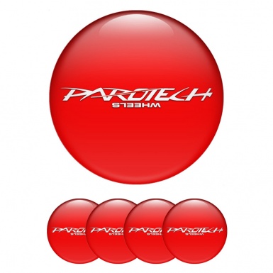 Parotech Wheel Emblem for Center Caps Crimson Base White Logo Red Line