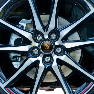 Porsche Wheel Emblem for Center Caps Black Base Classic Shield