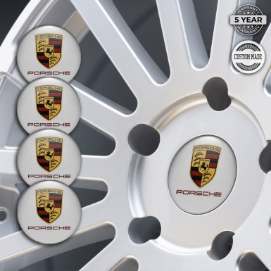 Porsche Center Wheel Caps Stickers Grey Base Classic Shield