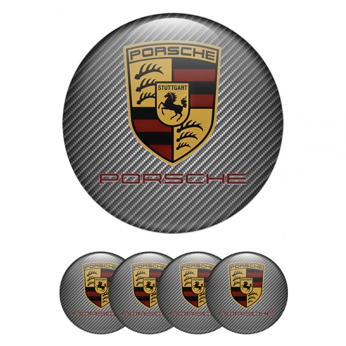 Porsche Emblems for Center Wheel Caps Light Carbon Classic Shield