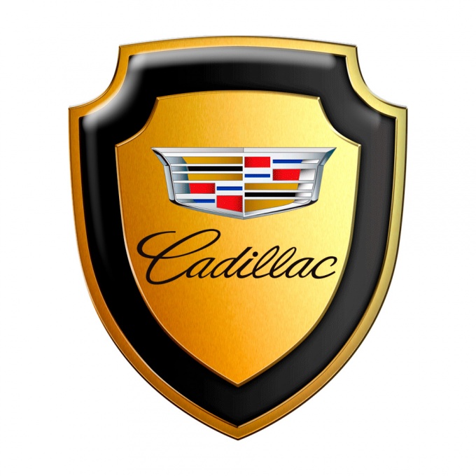 Cadillac Silicone Sticker Gold Metal Effect Colour Logo | Domed Emblems ...