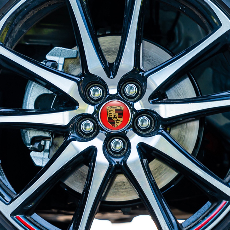 Porsche Wheel Emblem for Center Caps Red Base Classic Big Logo | Wheel ...