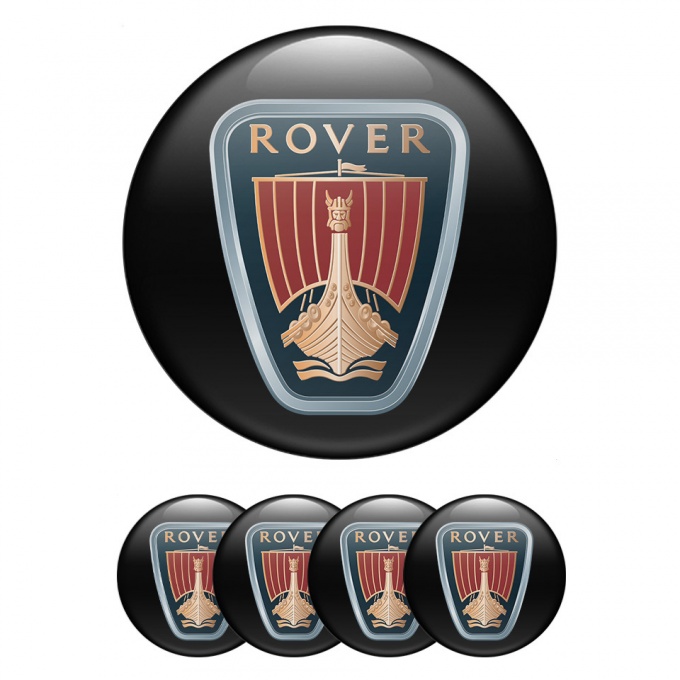 Rover Center Wheel Caps Stickers Black Base Classic Logo Edition