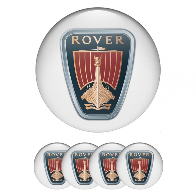 Rover Emblems for Center Wheel Caps White Base Classic Logo Edition