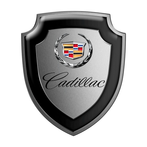 Cadillac Silicone Sticker Grey Metal Effect New Style Logo
