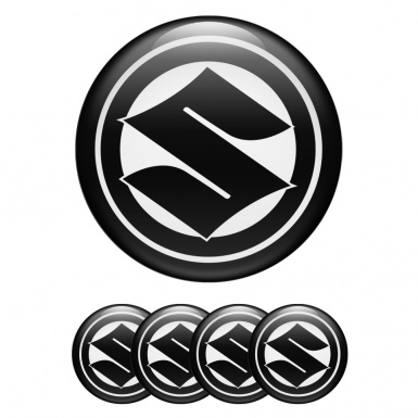 Suzuki Wheel Emblem for Center Caps White Base Black Ring Logo