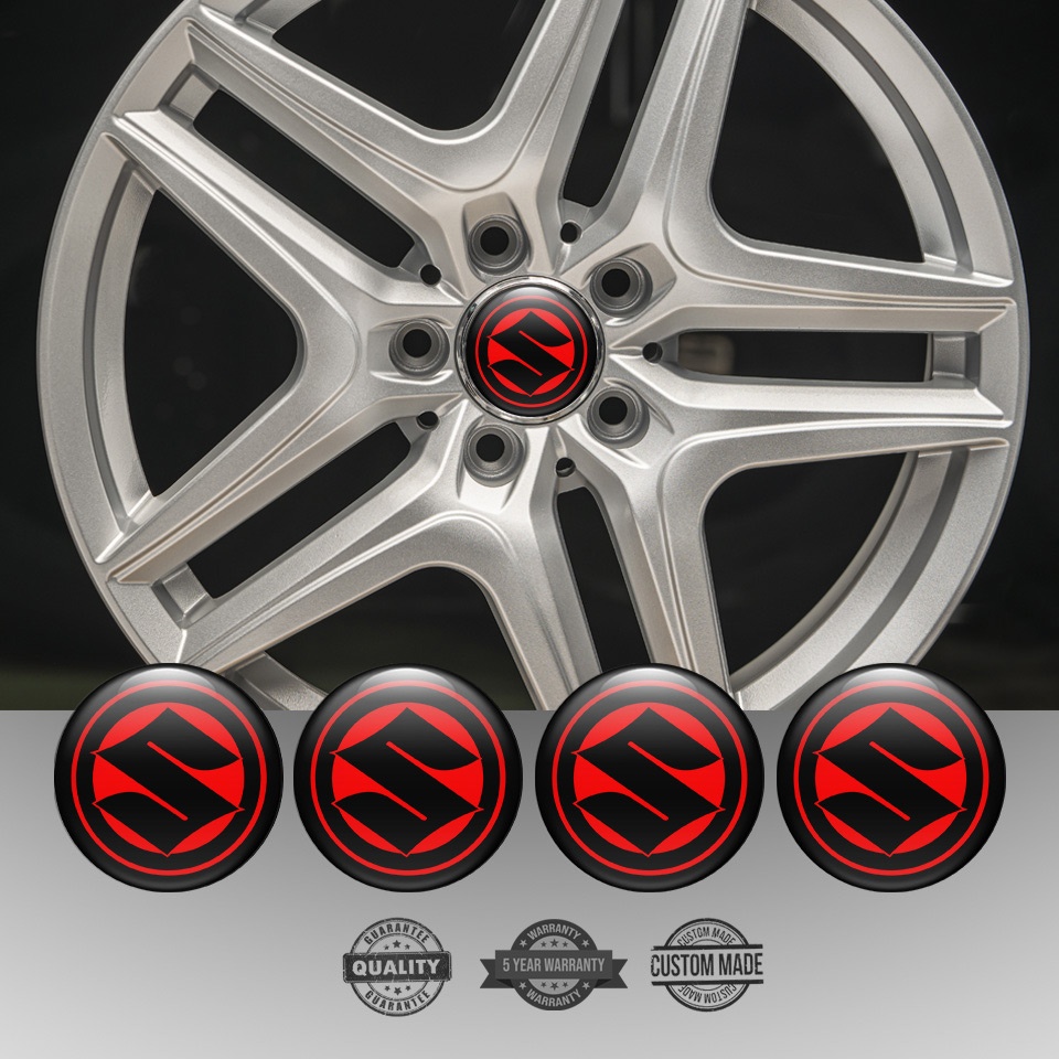 Suzuki Stickers for Wheels Center Caps Red Base Black Ring Logo | Wheel ...