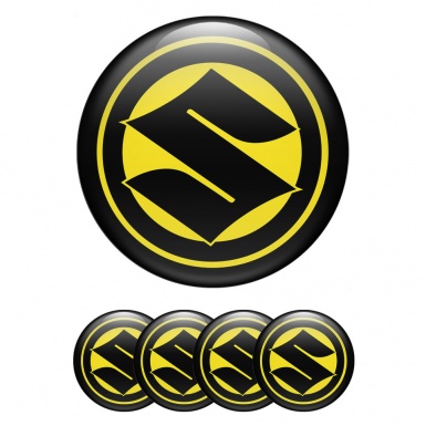 Suzuki Emblem for Wheel Center Caps Yellow Base Black Ring Logo