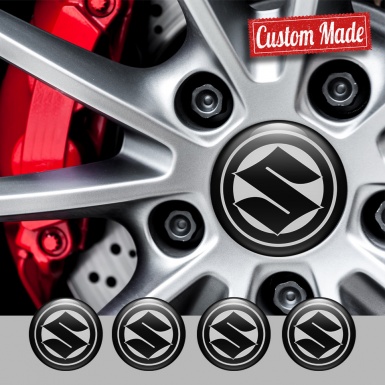 Suzuki Emblem for Center Wheel Caps Grey Base Black Ring Logo