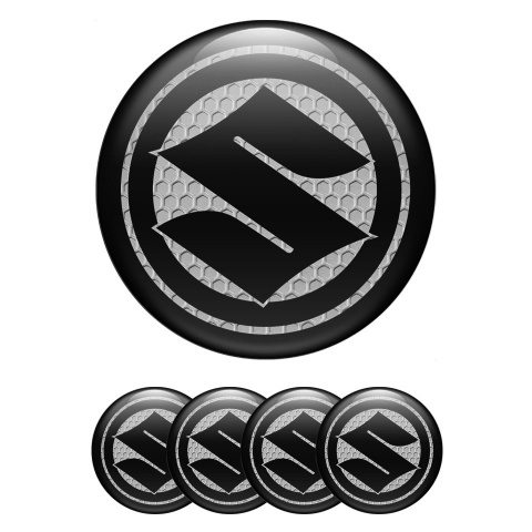 Suzuki Emblems for Center Wheel Caps Grey Honeycomb Black Ring Logo