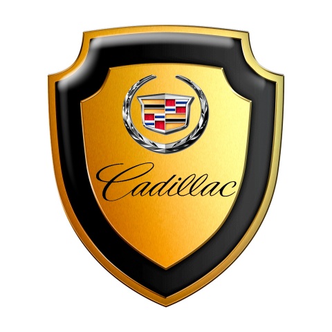 Cadillac Silicone Sticker Gold Metal Effect New Style Logo