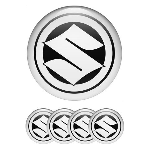 Suzuki Center Caps Wheel Emblem Black Base White Ring Logo Design