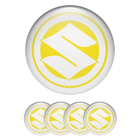 Suzuki Stickers for Center Wheel Caps Yellow Base White Ring Logo