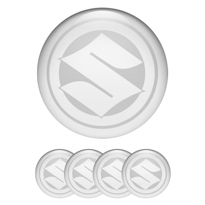Suzuki Wheel Emblem for Center Caps Grey Base White Ring Logo