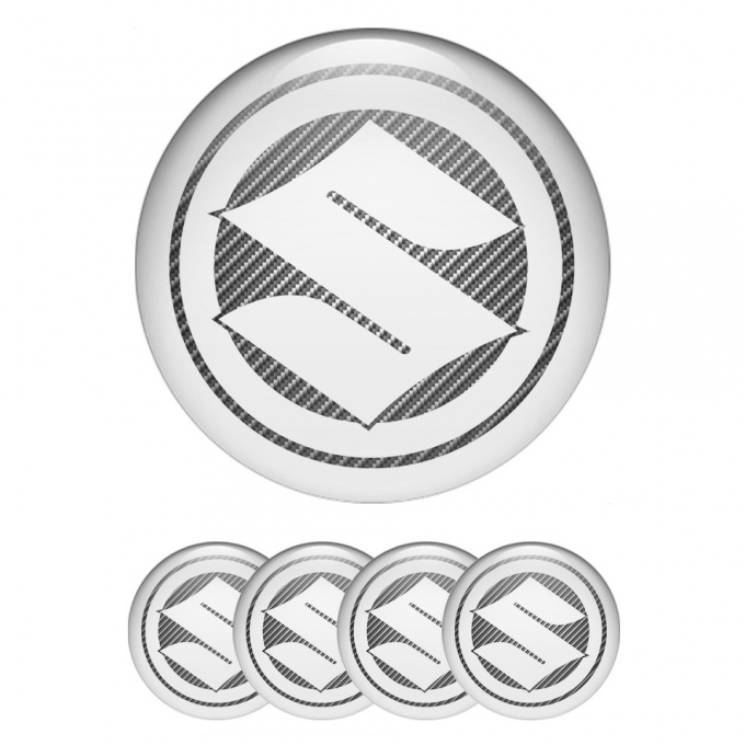 Suzuki Stickers for Wheels Center Caps Light Carbon White Ring Logo