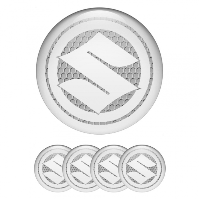 Suzuki Emblem for Center Wheel Caps Grey Honeycomb White Ring Logo