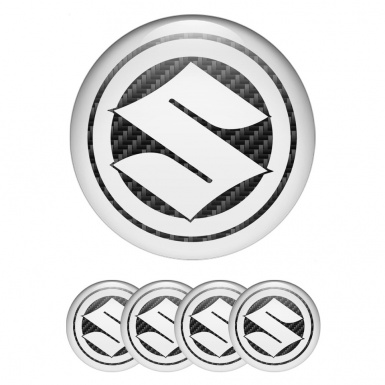 Suzuki Emblem for Center Wheel Caps Black Carbon White Ring Logo