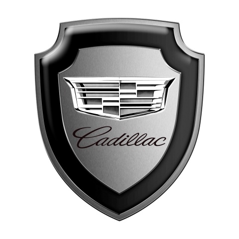 Cadillac Silicone Sticker Grey Metal Effect Monochrome Logo