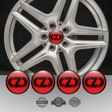 OZ Wheel Emblem for Center Caps Red Base Black Ring Logo Edition