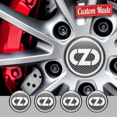 OZ Emblem for Center Wheel Caps Dark Carbon Base White Ring Logo