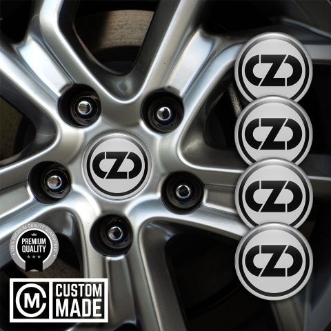 OZ Center Wheel Caps Stickers Light Grey Base Black Ring Logo