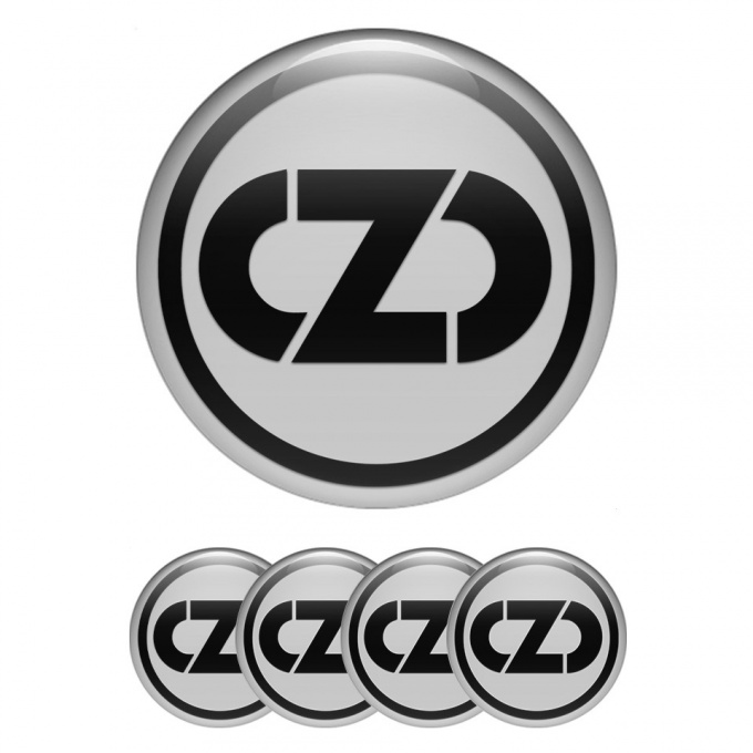 OZ Center Wheel Caps Stickers Light Grey Base Black Ring Logo