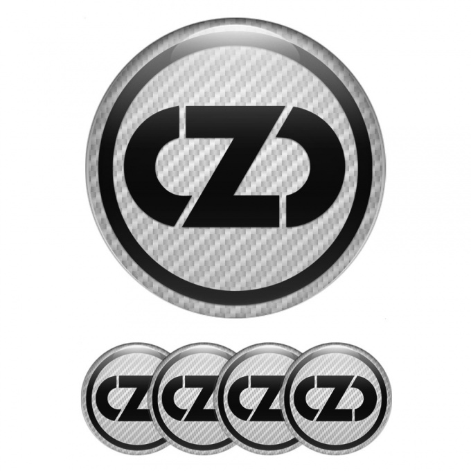 OZ Wheel Stickers for Center Caps Light White Carbon Black Ring Logo