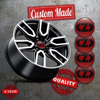 OZ Domed Stickers for Wheel Center Caps Red Carbon Black Logo Design
