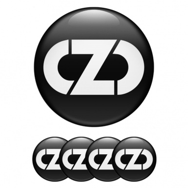 OZ Stickers for Center Wheel Caps Black Base White Logo Edition