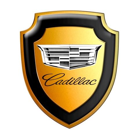 Cadillac Shield Silicone Sticker Gold Metal Effect Monochrome Logo