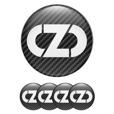 OZ Stickers for Wheels Center Caps Dark Carbon White Logo Edition