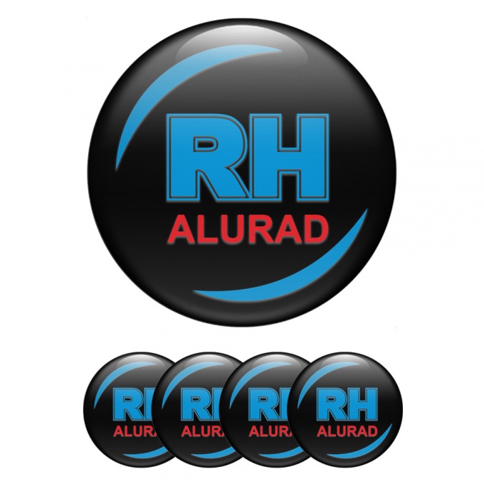 Alurad Emblem for Wheel Center Caps Black Fill Blue Red Logo Design