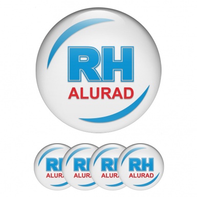 Alurad Emblem for Center Wheel Caps White Fill Blue Red Logo Design