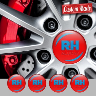 Alurad Center Wheel Caps Stickers Crimson Print Blue Red Logo Design