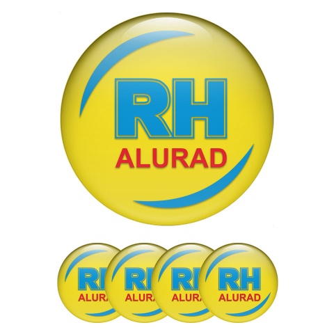 Alurad Emblems for Center Wheel Caps Yellow Print Blue Red Logo Design