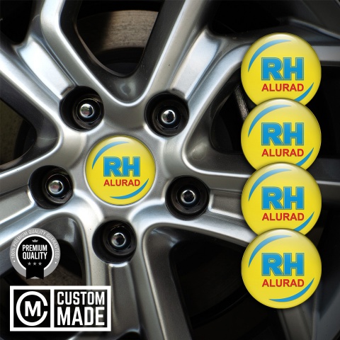 Alurad Emblems for Center Wheel Caps Yellow Print Blue Red Logo Design