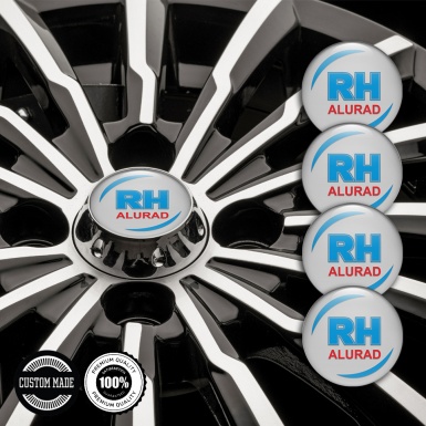 Alurad Wheel Stickers for Center Caps Grey Print Blue Red Logo Edition