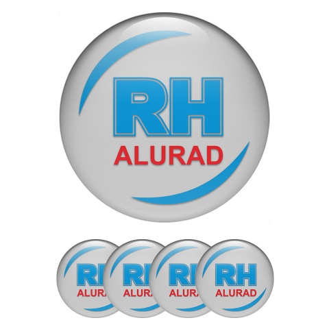 Alurad Wheel Stickers for Center Caps Grey Print Blue Red Logo Edition